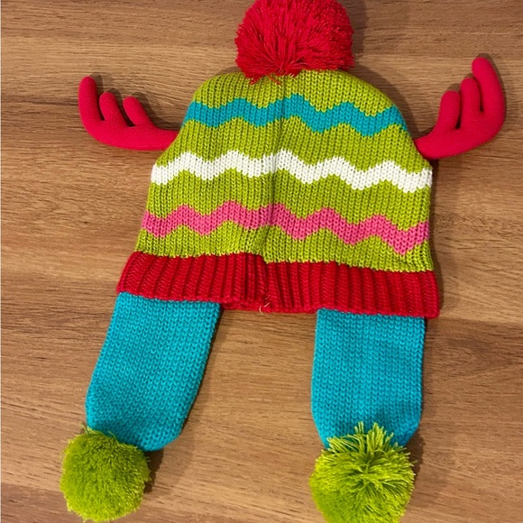 NWOT Colorful Reindeer Antler Knit Hat (unisex) - Picture 2 of 4